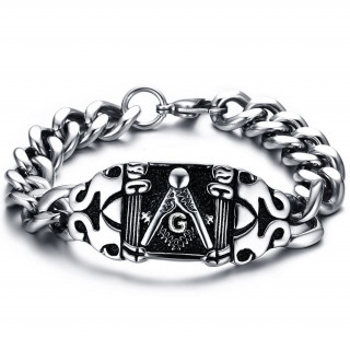 Bracelet homme Franc-ma�on � larges maillons d'acier