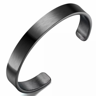 Bracelet homme jonc noir en acier bross�