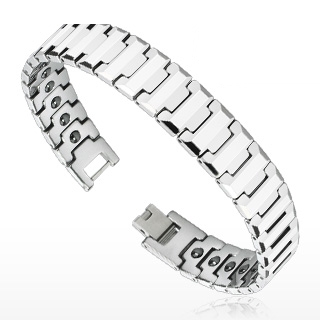 Bracelet homme magn�tique en tungst�ne � maillons en "Y" facett�s