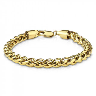 Bracelet homme � maille style spiga en acier dor�