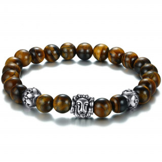 Bracelet homme perles d'oeil de tigre � t�te de lion