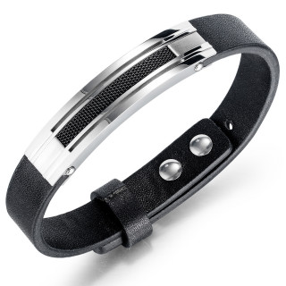 Bracelet homme ruban synth�tique � plaque d'acier design