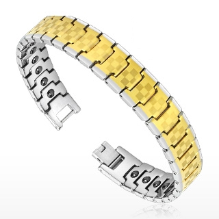 Bracelet homme tungst�ne Gold Checkerboard