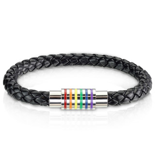 Bracelet LGBT Friendly � tresse similicuir