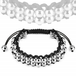 Bracelet mixte en corde avec perles en acier argent�es