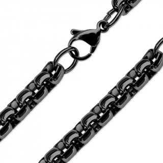 Chaine courte (49cm) en acier noir � boucles rondes