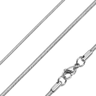 Cha�ne homme en acier � mailles serpent fines et argent�es