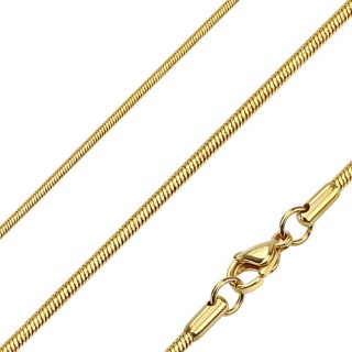 Chaine homme en acier � mailles serpent fines et dor�es