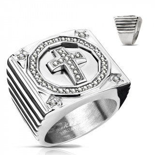 Chevali�re croix latine cercl�e de pierres