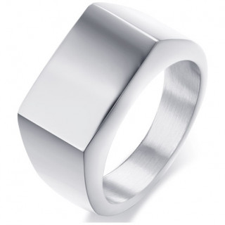 Chevali�re homme en acier poli � face rectangulaire