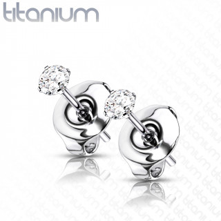 Clous d'oreilles Titane G23 � pierre zirconium