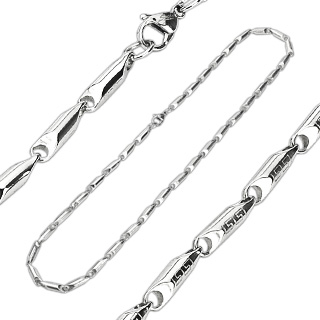 Collier homme en acier � frise grecque