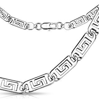 Collier homme en acier � plaques ajour�es style labyrinthe