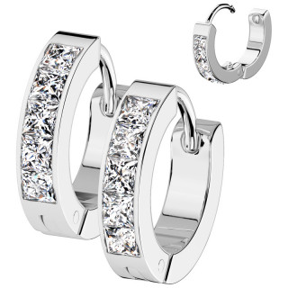 Cr�oles en acier avec incrustations de 5 zirconiums carr�s