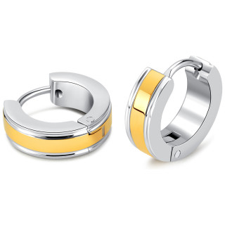 Cr�oles homme acier � bande centrale dor�e