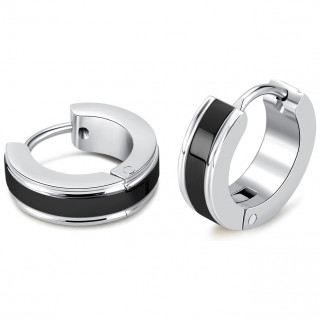 Cr�oles homme acier � bande centrale noire (paire)