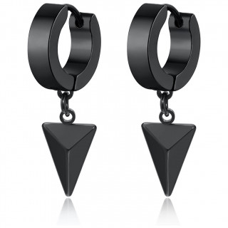 Cr�oles homme noires en acier � triangle suspendu (paire)