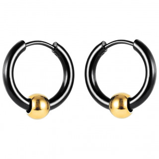 Cr�oles noires pour homme � perle dor�e acier (Paire)