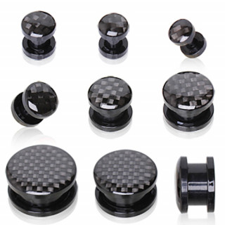 Ecarteur plug en acrylique � imitation fibre de carbonne noire