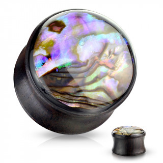 Ecarteur plug en bois � inclusion d'abalone