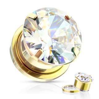 Ecarteur Tunnel acier Dor� � large zirconium Clair