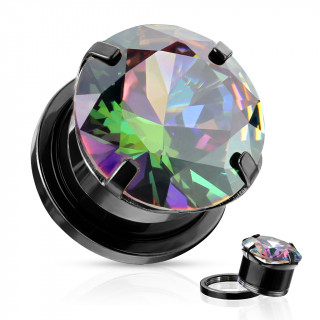 Ecarteur Tunnel acier Noir � large zirconium Vitrail Medium