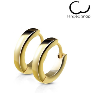 Fines boucles d'oreilles homme en acier dor� bomb�es (paire)