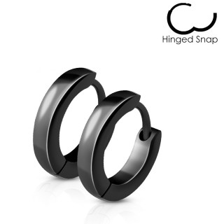 Fines boucles d'oreilles homme en acier noir bomb�es (paire)