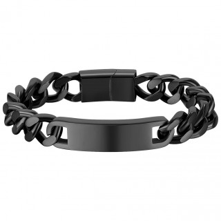 Gourmette pour homme en acier Noir � maillons larges