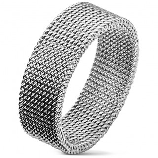 Bague homme � fines mailles d'acier