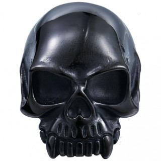Bague homme en acier noir � t�te de mort avec dents de vampire