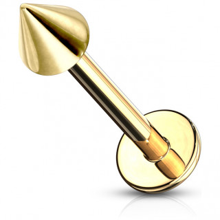Piercing l�vre labret plaqu� or � pointe