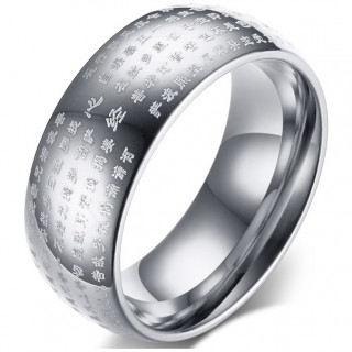 Bague homme en acier � �critures bouddhistes