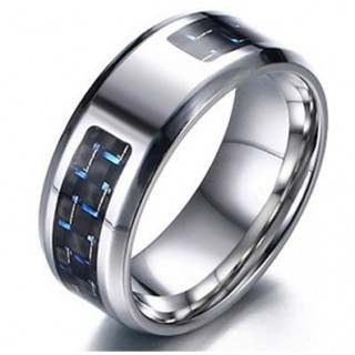 Bague homme acier � fibre de carbone discontinue