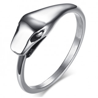 Bague mixte fine en acier � t�te de serpent