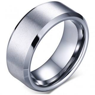 Bague homme grise en tungstene � bandeau bross�