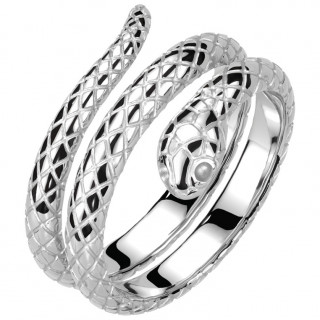 Bague homme acier en forme de serpent enroul�