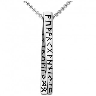 Pendentif homme pilier � runes vikings en acier (chaine incluse)