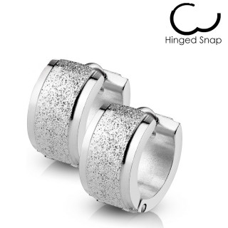 Larges boucles d'oreilles homme sabl�es en acier (paire)