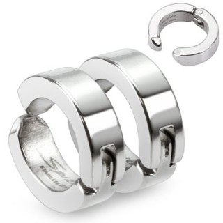 Paire de fausses boucles d'oreilles homme en acier argent�