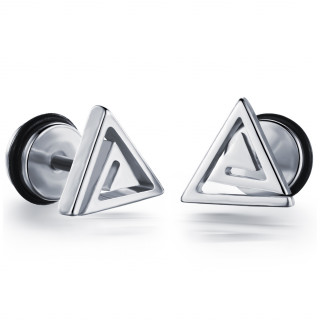 Paire de Faux plugs acier � triangle en spirale