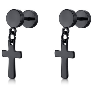 Paire de Faux plugs noirs � croix latine suspendue