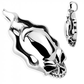Pendentif � crane allong� avec flamming en acier