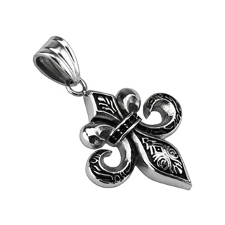 Pendentif acier fleur de Lys vintage