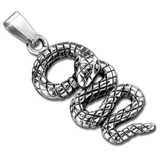 Pendentif acier en forme de serpent ondul�