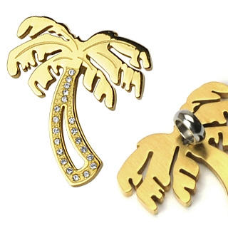 Pendentif acier palmier dor�