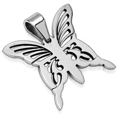 Pendentif acier papillon argent�