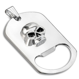 Pendentif acier plaque dogtag d�capsuleur � crane