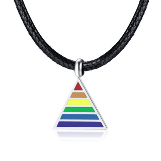 Pendentif acier triangle arc en ciel