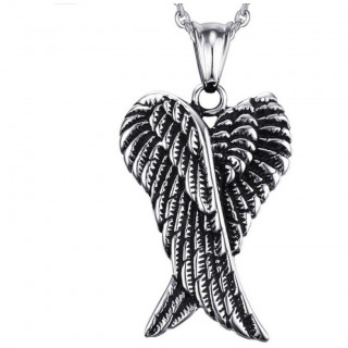 Pendentif ailes d'ange crois�es en acier